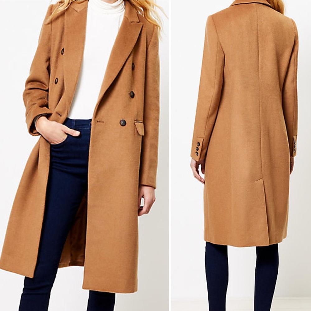 NWT- XS P Ann Taylor Loft Double Breasted Coat - Cabana Brown - $200